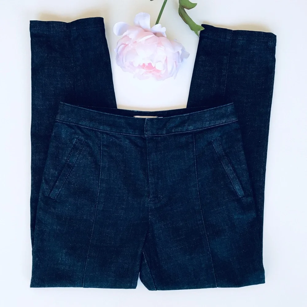 TORY BURCH Slim Cropped Stretch Twill Jeans Dark Wash